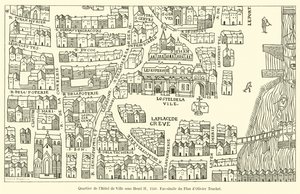 Wijk van het Stadhuis onder Hendrik II, 1550, facsimile van het Plan van Olivier Truchet