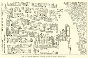Wijk van het Louvre in de 16e eeuw, Fac-simile van het plan van O Truschet, 1552