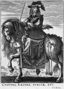 Koningin Christina van Zweden (1626-89) te paard door French School