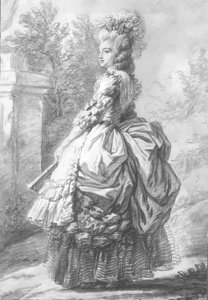 Koningin Marie-Antoinette (1755-93) wandelend in een tuin, 1780 door French School