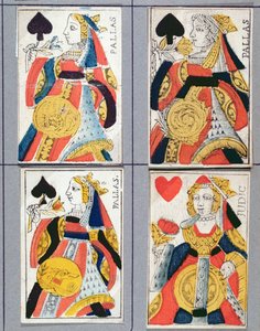 Schoppenvrouw en hartenvrouw speelkaarten, 17e - 18e eeuw