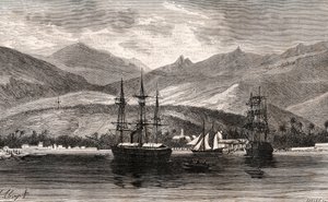 Rade de Taiti - Tahiti - gravure in 