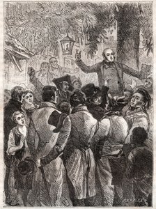 Lezing van het pamflet door Louis Marie de Lahaye de Cormenin in 1838 door French School