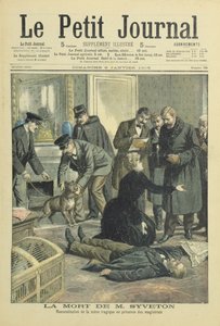 Reconstructie van de dood van Gabriel Syveton, omslagillustratie uit Le Petit Journal, 8 januari 1905