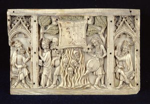 Reliëf dat scènes uit het leven van St. Catharina van Alexandrië toont, c.1370-80 door French School