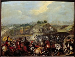 Religieuze Oorlogen: Hendrik IV bij de Slag bij Ivry op 14/03/1590 door French School