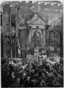 Religieuze ceremonie tijdens de maand van Maria (mei), Parijs door French School