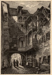 Rennes - De oude poort van de Carmelietenpassage - gravure in 
