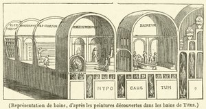 Voorstelling van baden (gravure) door French School