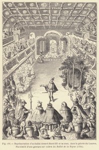 Voorstelling van een ballet voor Hendrik III en zijn hof, in de galerij van het Louvre