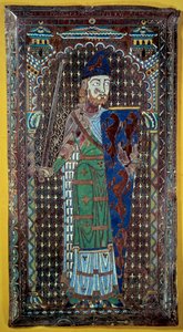 Voorstelling van Geoffroi V Le Bel Plantagenet (Graaf van Maine en Anjou, Hertog van Normandië) (1113-1151). Grafplaat in email. 1151. Musée de Tessé. Le Mans door French School