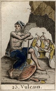Voorstelling van Vulcanus, god van vuur, smederij en vulkanen. Uit 