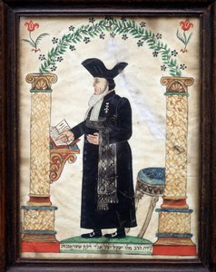 Voorstelling van een Rabbi (kleur litho) door French School