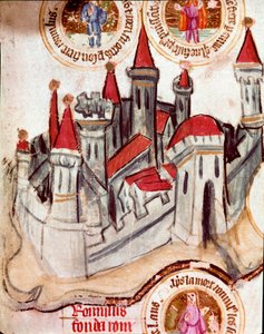 Voorstelling van een versterkte stad in de regio Straatsburg