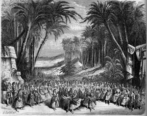 Voorstelling van een opera: Scenografie van Act II van 