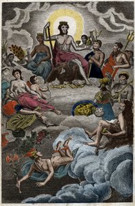Voorstelling van de Vergadering van de Goden op de berg Olympus of Twaalf Olympiërs. Uit 