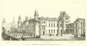 Herstel van de noordwestelijke gevels van het Louvre, rond 1610 door French School