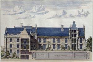Restauratie van Chateau de Chateaudun, illustratie uit Le Moniteur des architectes, gegraveerd door H. Penel door French School
