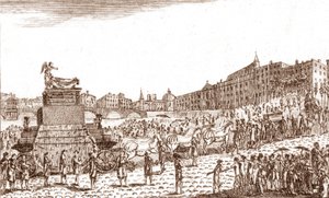 Terugkeer van de as van Voltaire (Francois Marie Arouet genaamd Voltaire) door French School