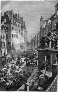 Revolutie van 1830: gevecht in de faubourg Saint Antoine. Gravure in 