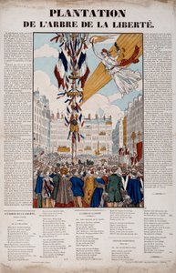 Revolutie van 1848: aanplanting van de Vrijheidsboom op 25 maart 1848. Gravure uit 1848 Parijs, Musee Carnavalet door French School