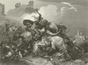 Richard I in Palestina door French School