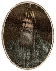 Riourik, Varangische prins van de 9e eeuw - Portret van Rurik, een Varangische hoofdman en stichter van Kievan Rus - Nieuwe Nationale Encyclopedie door Maurice La Charest. door French School