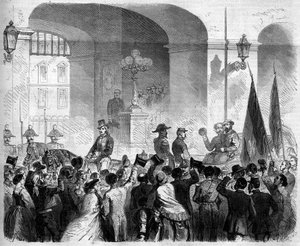 Risorgimento, Napels, 7 november 1860: intrede van Victor Emmanuel II, koning van Italië, in het Koninklijk Paleis van Napels na de stemming van de bevolking