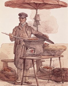 Geroosterde kastanjeverkoper, prent, Frankrijk
