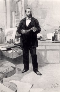 Robert Koch (1843-1910) in zijn laboratorium, uit Le Monde Illustré, 29 november 1890 door French School
