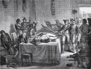 Robespierre Wacht op Executie nadat hij zichzelf in de Kaak heeft Geschoten in 1794