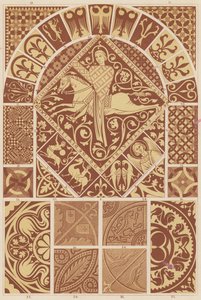 Romeins-Gotische kunst (gekleurde litho) door French School