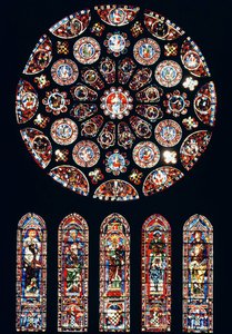 Roos en lancetramen van de zuidmuur, c.1224 door French School