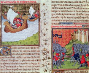 De Engelsen op zee, en de slag van de mannen van Gent en de Graaf van Vlaanderen, eind 14e eeuw door French School