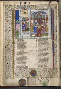 Margaretha van Anjou, zittend met haar echtgenoot koning Hendrik VI, illustratie uit 