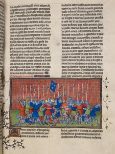 Royal 20 C. VII, f.34 De Slag bij Kortrijk, illustratie uit de 