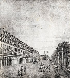 Rue de Rivoli, Parijs - "Alphabet Picturesque des Monumens de Paris” c.1840 (gravure)
