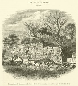 Azteekse ruïnes van Xochicalco, in Mexico (gravure) door French School