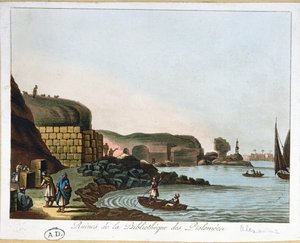 Ruïnes van de Ptolemeïsche bibliotheek in Alexandrië, Egypte, 1811 door French School