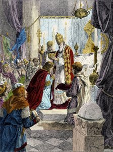 Heiliging (Kroning) van Karel de Grote (742 - 814) in 800 door Paus Leo III