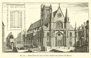 Saint-Andre des Arts in 1650; naar een gravure van Marrot door French School