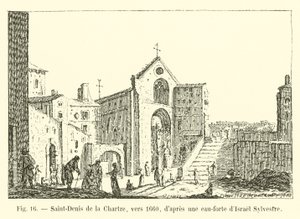 Saint-Denis de la Chartre, rond 1660, naar een ets van Israël Sylvestre door French School