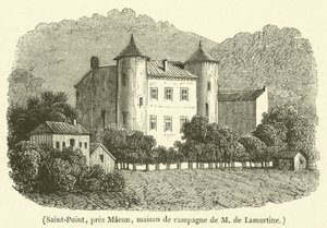 Saint-Point, nabij Macon, buitenhuis van M de Lamartine (gravure) door French School