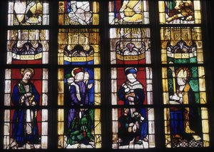 Sint Maturin, Sint Yves, Sint Armel en Sint Brieuc - glas-in-lood van de Kerk van Sint Redder van Dinan door French School