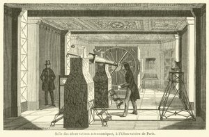 Observatiezaal voor astronomie, in het Observatorium van Parijs (gravure) door French School