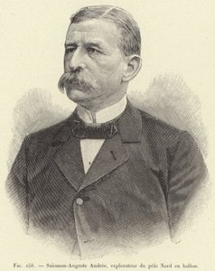 Salomon-Auguste Andree, ontdekkingsreiziger van de Noordpool in een ballon door French School