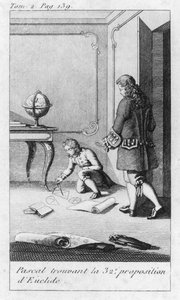 Scène uit de kindertijd van Blaise Pascal (1623-62) begin 19e eeuw