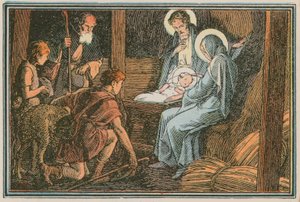 Scène uit het leven van Jezus (gekleurde gravure)