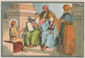Scène uit het leven van Jezus (gekleurde gravure)