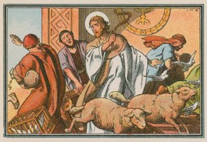 Scène uit het leven van Jezus (gekleurde gravure)